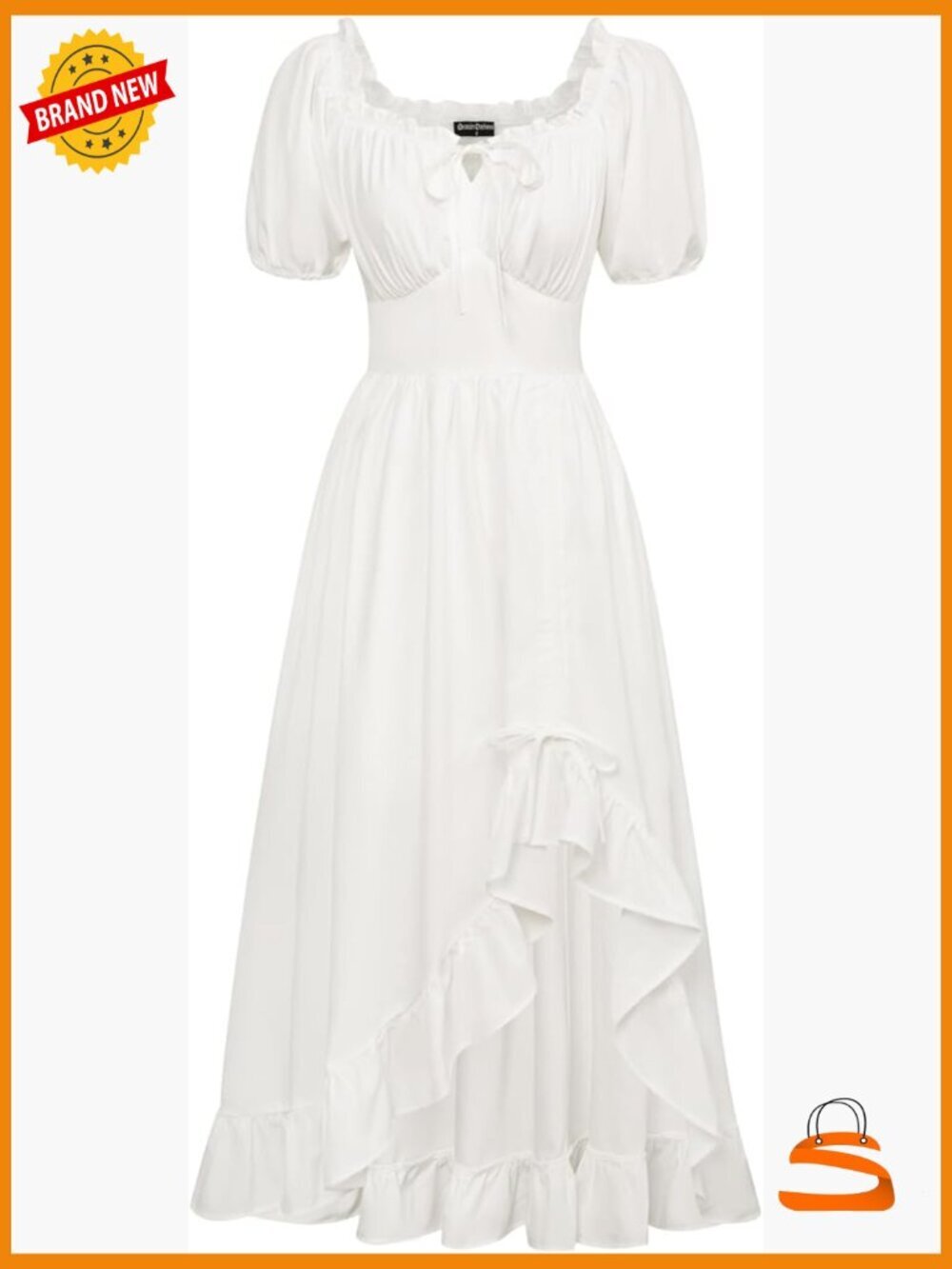 Corset Maxi Dress with Pockets Renaissance Cottagecore Ruffle Dress